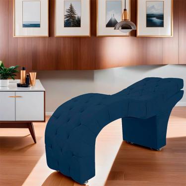 Imagem de Maca Capitone Reclinável Estofada Para Estetica Facial Sombrancelha E Cílios Suede Yasmim Cor Azul Marinho