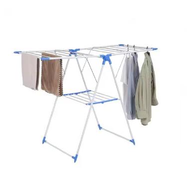 Imagem de Varal De Chao Reforçado Dobravel Dupla Aba Retratil Slim 2 Andares Secador Roupas Lavanderia Varanda