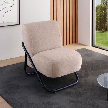 Imagem de Poltrona Para Sala E Escritório Decorativa Andora Linho Bege