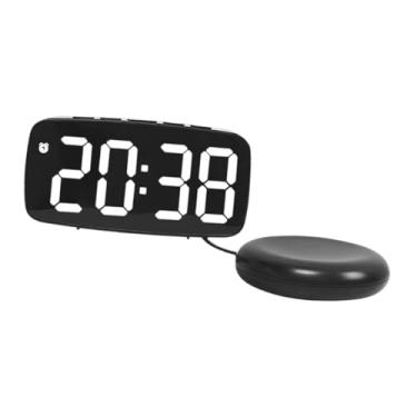 Imagem de IEUDNS Acessório de relógio digital com temperatura, data e alarmes, decoração para casa, relógio de parede grande para quarto, escritório e mesa, Preto Exterior