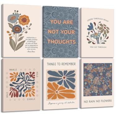 Imagem de 6 arte de parede em tela de saúde mental estilo boêmio psicologia motivacional decoração de parede fotos terapia escritório arte inspiradora citações positivas pôsteres impressões para aconselhamento