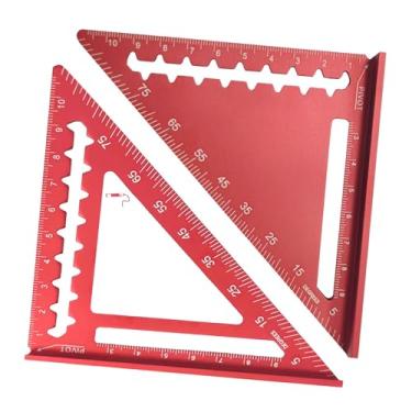 Imagem de Bothyi Régua triangular de 45/90 graus, esquadro de carpinteiro, medidor profissional resistente ao desgaste, faça você mesmo, para melhorias domésticas, Vermelho