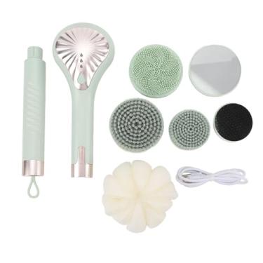 Imagem de Escova de corpo elétrico impermeabilizável esfregar as costas com 6 cabeças de escova Massagem de limpeza profunda para banho de banho plástico 8,2 x 6,3 x 39cm (Verde claro)