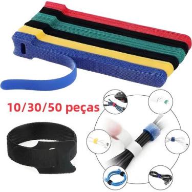 Imagem de Abraçadeiras Reutilizáveis para Cabos, Tiras De Gancho E Laço Multiuso