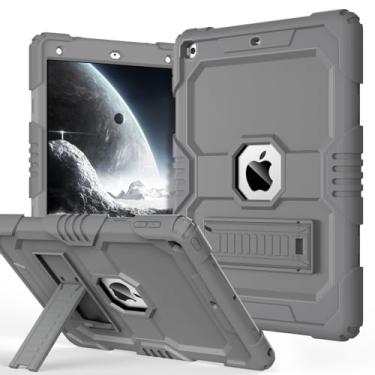 Imagem de OKP Capa para iPad 9ª/8ª/7ª geração (2021/2020/2019), capa protetora resistente à prova de choque para iPad de 10,2 polegadas com suporte integrado, capas rígidas para iPad 9 8 e 7 gerações para