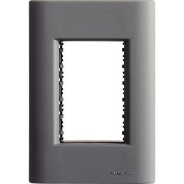 Imagem de Placa 3 Postos 4x2 Tramontina Giz Titânio Soft Touch Suporte