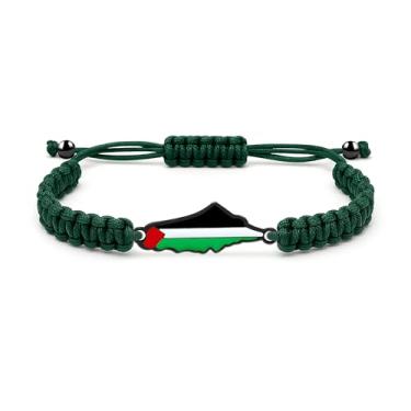 Imagem de Vivaday Pulseira trançada com bandeira palestina | Joias Freedom for Palestine | Pulseiras de orgulho palestino e paz | Pulseira cultural artesanal do Oriente Médio YA5882, Medium, Metal, Sem Pedra