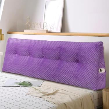 Imagem de WUIOYNF Almofada triangular grande de cunha para cabeceira macia e de suporte, suporte para posicionamento do encosto, almofada de cunha de cama com capa removível (roxo, completo, 137 x 20 x 50 cm)