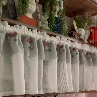 Imagem de Cortina de meia cortina blackout com bolso para varão, cortinas de cozinha, cortinas de linho, cortinas de janela de banheiro, pequenas, para banheiro, cozinha, sala de jantar, 1 peça, estilo 3 L 300