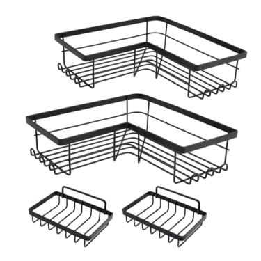 Imagem de Wealrit Prateleiras de chuveiro, organizador de armazenamento de banheiro, suporte de canto de chuveiro pendurado sobre a porta, suporte portátil de aço inoxidável, suporte de xampu para armazenamento