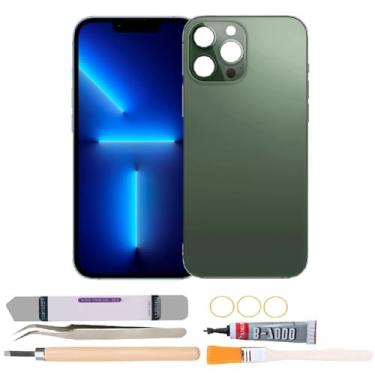 Imagem de Substituição de vidro da capa traseira compatível com iPhone 13 Pro Max de 6,7 polegadas com kits de ferramentas de reparo (verde)