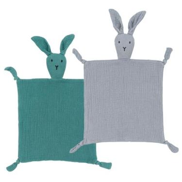 Imagem de Cobertor de bebê ZIGJOY Bunny Lovey 28 cm de algodão musselina macio