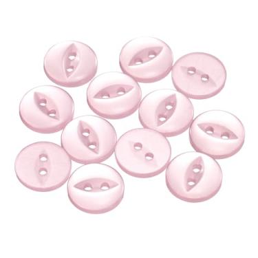 Imagem de Generic 12 botões de costura redondos rosa 20L 12,5 mm 1/5.1 cm resina 2 furos olho de peixe botão de substituição para artesanato decoração calças vestido saia roupas botões fixadores