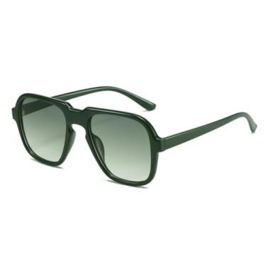 Imagem de Óculos de Sol Retrô Femininos com Lentes Transparentes Degradê Oceano e Proteção UV400. Tendência da Moda Masculina com Estampa de Leopardo e Cor Champagne (Verde Escuro).