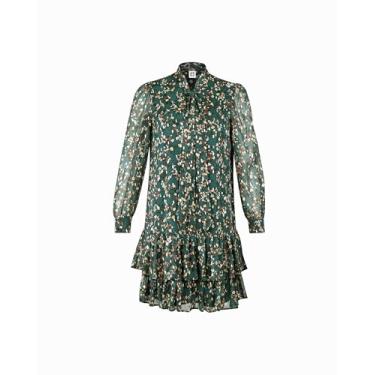 Imagem de Anne Klein Vestido feminino de manga comprida com gola amarrada, Verde, 50