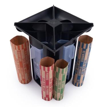 Imagem de Conjunto de contador e classificador de moedas 4 em 1 com suporte, organizador de rolo de quarto de moeda centavo centavo, design fácil de verificar