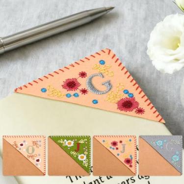 Imagem de 1 marcador de página de tecido, marcador de página bordado, costura decorativa para escritório, estudo, material escolar, acessórios, outono, letra G