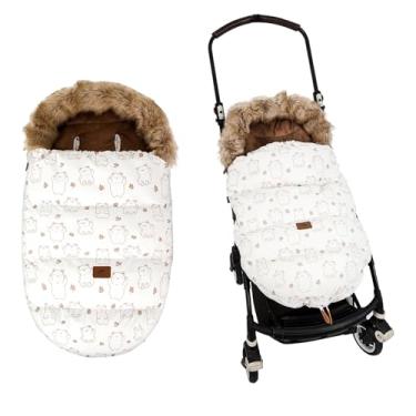 Imagem de HOUSBAY Sacos de estampar para carrinho de bebê, protetor de pés, saco de dormir universal, saco de inverno com capuz ao ar livre, à prova de vento e resistente à água, adequado abaixo de 5 °C (91 cm