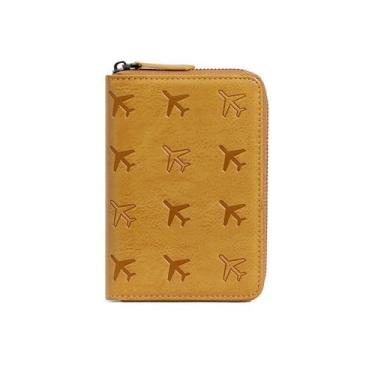 Imagem de Porta-passaporte para viagem, carteira feminina com bloqueio de RFID, cartões de crédito, organizador de bilhetes de voo, porta-cartões, Amarelo, Viagens