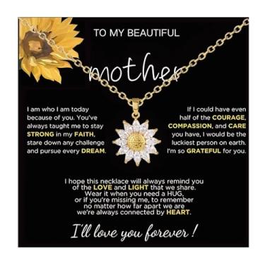 Imagem de Embtrem Colar To My Mother Colar de ouro de necelace de girassol para mulheres, presente para minha mãe, aniversário, verão, joias presentes, Zinco, Sem Pedra Preciosa