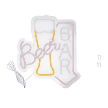 Imagem de Sinal de bar de cerveja luz led regulável painel acrílico colorido decoração de parede para bares restaurantes lojas casas