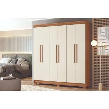 Imagem de Guarda Roupa Casal 6 Portas E 2 Gavetas C/ Pés Toledo Jatoba/areia - Santos Andirá