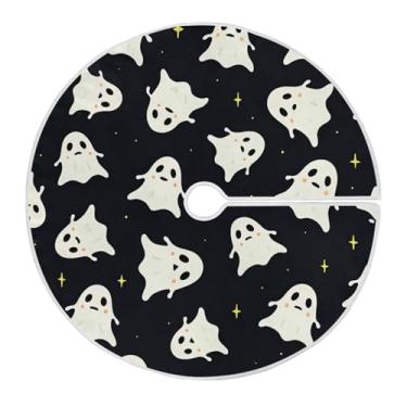 Imagem de JUZIHAI Saia para árvore de Natal Halloween Boo, tapete redondo de 91 cm, enfeites de Natal para decoração de festas internas e externas