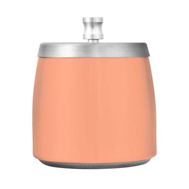 Imagem de Qilmy Cinzeiro de aço inoxidável cor pêssego com tampa - Cinzeiro de cigarro à prova de vento sem cheiro sem fumaça para casa, escritório, carro, pátio, varanda (uso interno e externo)