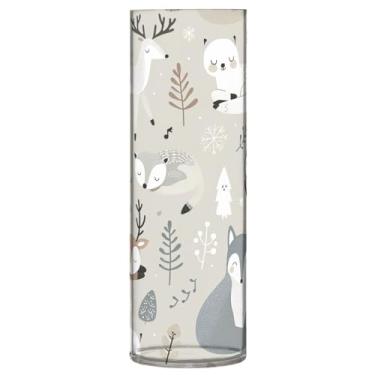 Imagem de JUZIHAI Vaso de animais dormindo para flores 9,9 cm x 30 cm cilindro de plástico moderno vaso de flores para centro de mesa de casamento decoração de casa