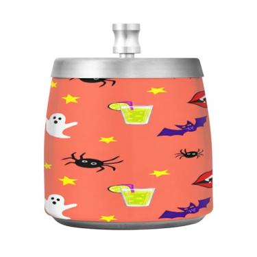 Imagem de Qilmy Cinzeiro de aço inoxidável com tampa - Cinzeiro de cigarro à prova de vento sem cheiro sem fumaça para casa, escritório, carro, pátio, varanda (uso interno e externo)