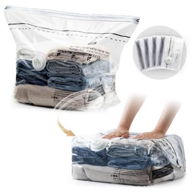 Imagem de TAILINK Sacos de armazenamento a vácuo Cubo, pacote com 4, tamanho médio (63,5 x 48,3 x 28 cm), sacos de vedação a vácuo para roupas, embalagem de compressão para roupas, cobertores, roupas de bebê