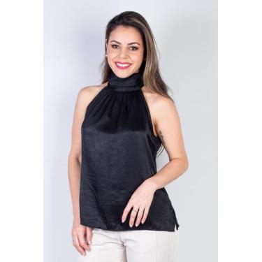 Imagem de Blusa feminina gola alta decote halter neck 51255 - Fluffy, Preto, GG