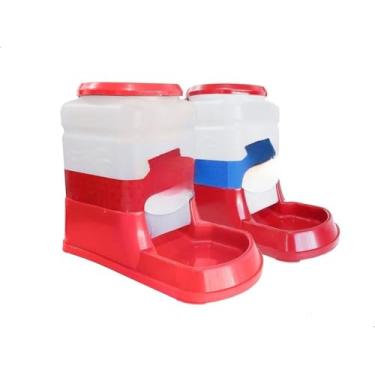 Imagem de Kit Bebedouro e Comedouro Automático Duplo para Cachorro e Gato 3L Reforçado Prático Antiformiga(Vermelho)