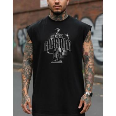 Imagem de Regata Over Machao Charming 100% Algodão 30.1 Leve Verão - AL7, Preto,