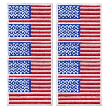 Imagem de 10 peças de emblema branco tático da bandeira americana dos EUA bordado dos Estados Unidos da América emblema uniforme com fecho de gancho e laço para mochilas, coletes, chapéus, jaquetas, roupas e