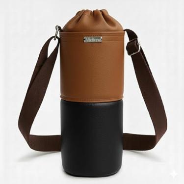Imagem de Bolsa Térmica (MARROM COM PRETO) RAMIERE para Garrafa de 2 LITROS em Couro Sintético - Coleção Cores VERÃO 2026