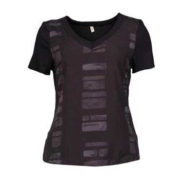 Imagem de Blusa Feminina Cativa Estampada Gola V Preto-Feminino