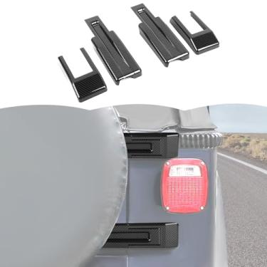 Imagem de RT-TCZ Tampa da dobradiça da porta traseira, suporte de pneu sobressalente, acabamento da porta traseira, acessórios exteriores para Jeep Wrangler TJ 1997-2006 (fibra de carbono preta)