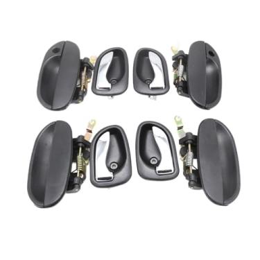 Imagem de 8 PCS MAÇANETA DA PORTA Compatível Com Hyundai ACCENT 1995 1996 1997 1998 1999 8 PCS CHROME INTERIOR PRETO EXTERIOR