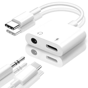 Imagem de Adaptador USB C para fone de ouvido e carregador de 3,5 mm, adaptador de cabo tipo C para conector auxiliar Dongle com carregamento rápido PD para iPhone 15/16 Pro/Max/Plus, iPad, Samsung Galaxy S22