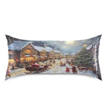 Imagem de Blueangle Snowy Streets Fronha de cetim para cabelo e pele, fronha de seda, tamanho king (50,8 x 101,6 cm) - Capas de almofada de cetim com fecho de envelope (904)