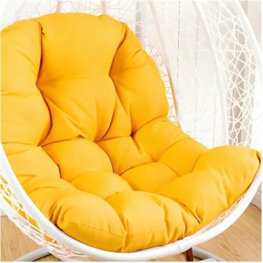 Imagem de Almofada de substituição para cadeira suspensa tipo "ovo", com botões grossos e capitonê, ideal para balanço externo, rede ou cadeira suspensa em varandas e terraços.