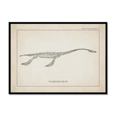Imagem de Arte de parede de esqueleto de dinossauro vintage, paleontologia, pôsteres em tela, fósseis de dinossauro, impressões artísticas, esboços, fotos, decoração de quarto de menino (SKU3,8 x 30,5 cm = (20
