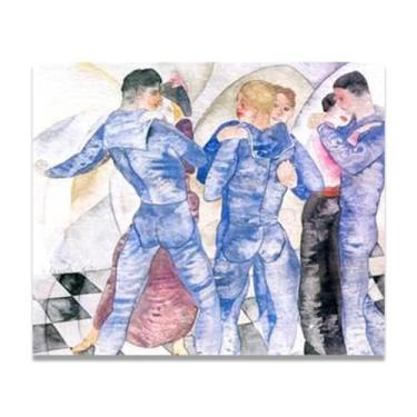 Imagem de LKXGRRSFG Dancing SailorsPrecisionist Impressão em tela aquarela - Arte moderna de paisagem industrial para decoração de casa, escolha exclusiva de colecionadores de arte 19 x 24 cm sem moldura