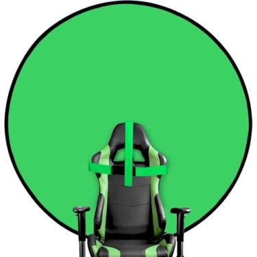 Imagem de Cadeira portátil de tela verde, pano de fundo verde de 144,8 cm com suporte, fundo verde dobrável de dupla face, chave cromada, para fotografia, streaming, fotos, zoom, vídeo, conversas e reuniões