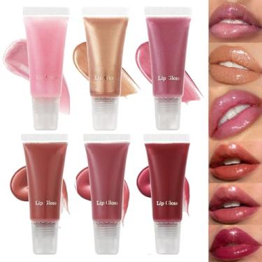 Imagem de Mrettick 6 cores de brilho labial hidratante, protetor labial brilhante gelatinoso, nutritivo de longa duração, não pegajoso, fresco, claro, suave, cuidado labial