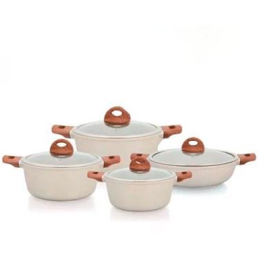 Imagem de Jogo de Panela 8 Peças de Ceramica Compatível com Fogão a Gás e Induçã