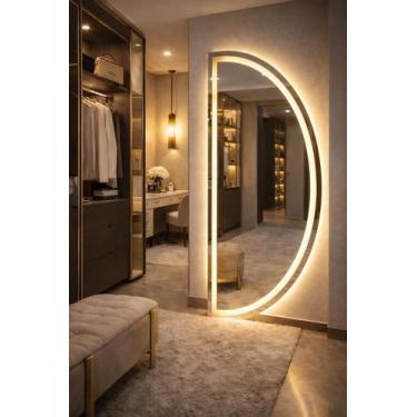 Imagem de Espelho Orgânico EL25 Corpo Inteiro 170cm x 70cm Polido LED Jateado Lu