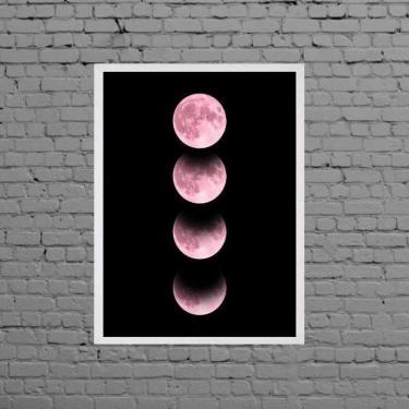 Imagem de Quadro Fotografia Fases Da Lua Rosa 24X18Cm - Com Vidro