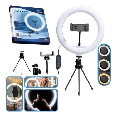 Imagem de Ring Light 8 Para Gravar Vídeos + Tripé Mesa Luz Profission